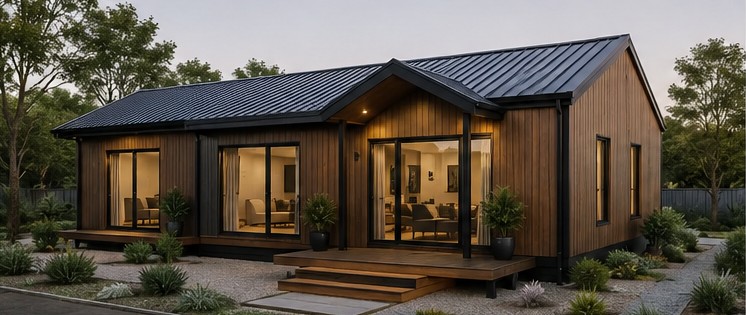SirisHome's 2 bedroom modular Siris_MR32 house design during the day